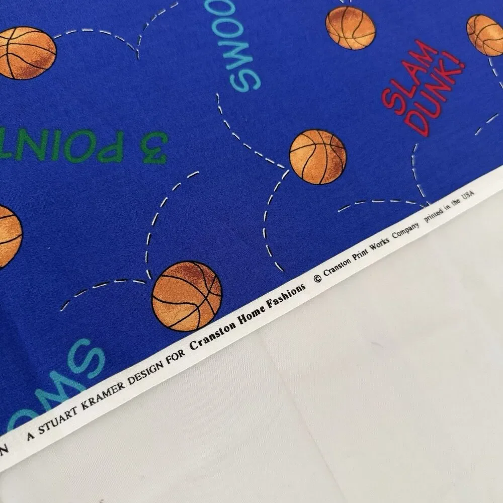 Basketball Fabric Slam Dunk Swoosh 3 Points Sports Quilting Sewing Cranston BTY